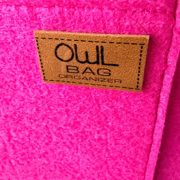 OWL BAG ORGANIZER Purse Bag Felt Organizer Insert Pink Large Size - Picture 10 of 10